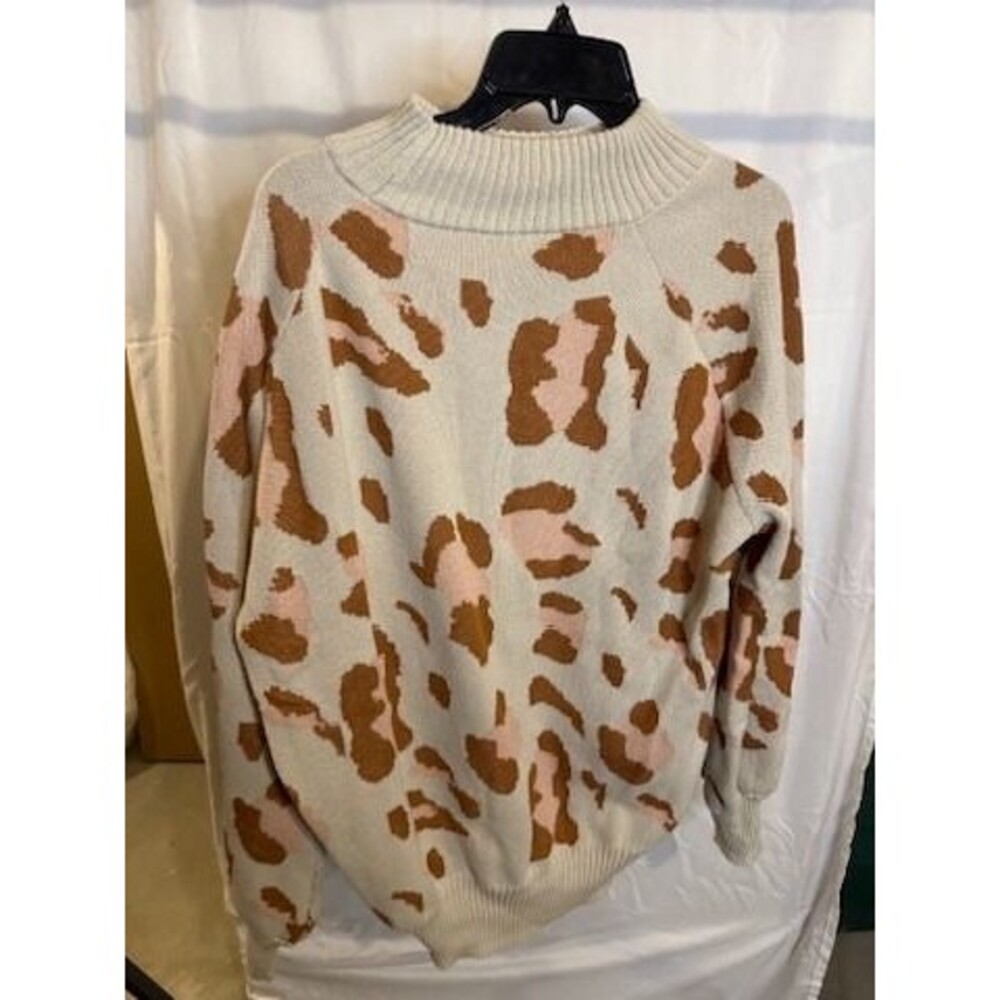 Animal Print Mock Neck Sweater – Size L